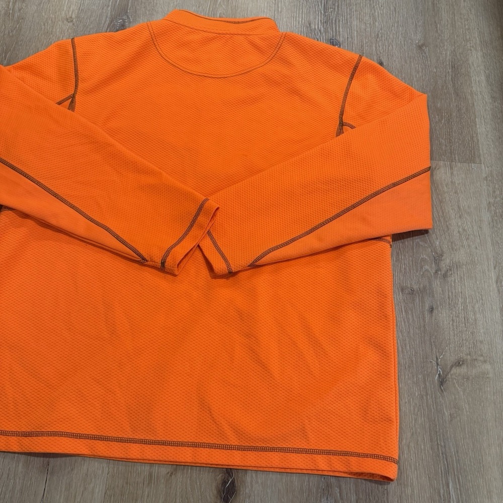 Mossy Oak Neon Orange Quarter Zip Pullover Sweater Men XL Trap Y2K Hunting Trend - Picture 8 of 12